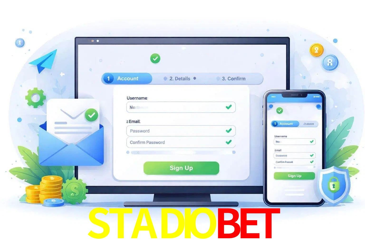 Registro de nuevo usuario y configuración de cuenta STADIOBET